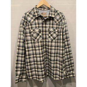 Marks & Spencer North Coast Slim Fit Long Sleeve Snap Button Plaid Size XXL